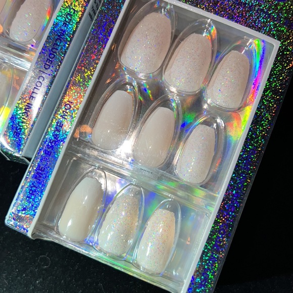 SALE 2 BOXES Matching Sets PRESS ON Nails Glossy Glitter Frosted Coffin Nails - Picture 6 of 13
